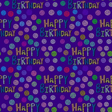 Paketleme kağıdı, kumaş ve çocuk giysileri baskısı, parti ambalajı ve moda tekstili için kusursuz bir doğum günü partisi. Yüksek kalite fotoğraf