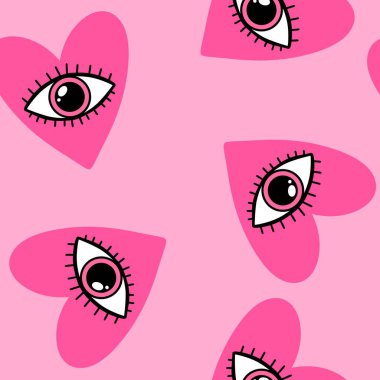 Sevgililer Günü kalbinin pürüzsüz 14 Şubat desenli ambalaj kağıtları, kumaşlar ve çocuk giysileri baskısı kış partisi aksesuarları ve moda tekstili. Yüksek kaliteli illüstrasyon