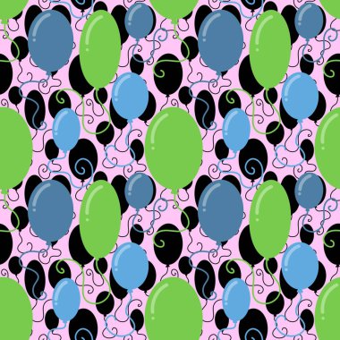 Paketleme kağıdı, kumaş ve çocuk giysileri baskısı, parti ambalajı ve moda tekstili için kusursuz bir doğum günü partisi. Yüksek kalite fotoğraf