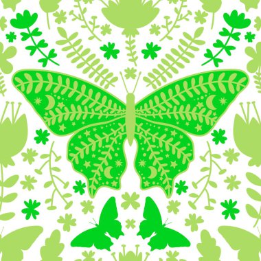 Yaz hayvanları kağıt, kumaş, çarşaf ve çocuk giysileri ve parti aksesuarları için kusursuz güve ve ve kelebek desenleri. Yüksek kaliteli illüstrasyon