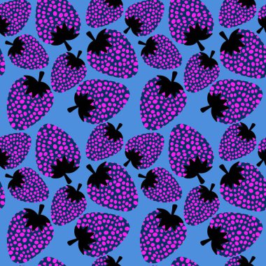 Kağıt, kumaş, çarşaf ve çocuk giysileri, elbise baskısı, parti aksesuarları ve moda tekstili için yaz meyvesiz çilek deseni. Yüksek kaliteli illüstrasyon