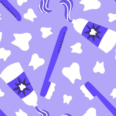 Kağıt, kumaş, çarşaf, çocuk giysisi baskısı, doktor aksesuarları ve eczane ambalajları için tıbbî ve kusursuz diş deseni. Yüksek kalite fotoğraf