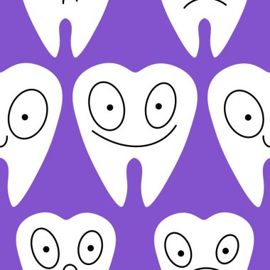 Kağıt, kumaş, çarşaf, çocuk giysisi baskısı, doktor aksesuarları ve eczane ambalajları için tıbbî ve kusursuz diş deseni. Yüksek kalite fotoğraf