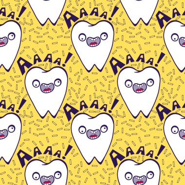 Kağıt, kumaş, çarşaf, çocuk giysisi baskısı, doktor aksesuarları ve eczane ambalajları için tıbbî ve kusursuz diş deseni. Yüksek kalite fotoğraf