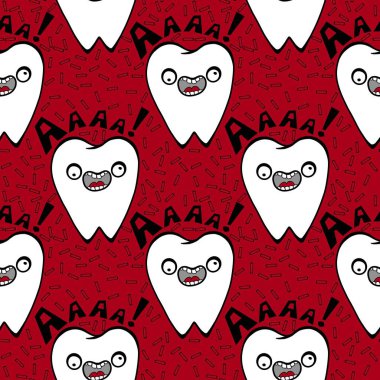 Kağıt, kumaş, çarşaf, çocuk giysisi baskısı, doktor aksesuarları ve eczane ambalajları için tıbbî ve kusursuz diş deseni. Yüksek kalite fotoğraf