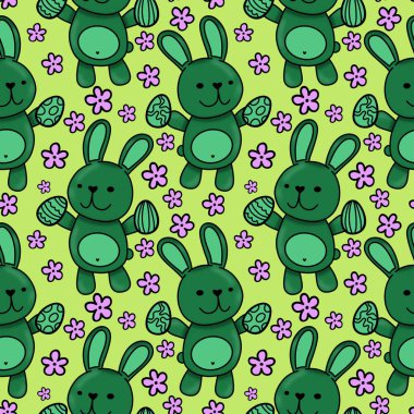 Yay hayvanları, kağıt, kumaş, çarşaf ve çocuk kıyafetleri ve parti aksesuarları için kusursuz tavşan desenleri. Yüksek kaliteli illüstrasyon