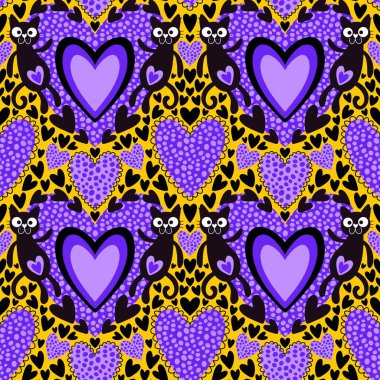 Sevgililer Günü kalbinin pürüzsüz 14 Şubat desenli ambalaj kağıtları, kumaşlar ve çocuk giysileri baskısı kış partisi aksesuarları ve moda tekstili. Yüksek kaliteli illüstrasyon