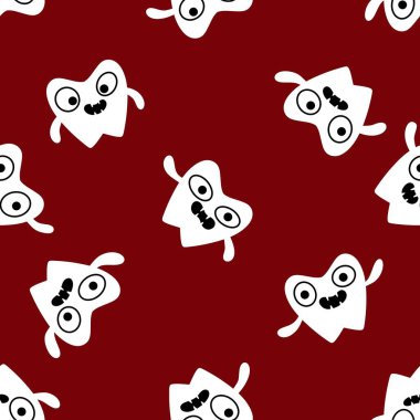 Kağıt, kumaş, çarşaf, çocuk giysisi baskısı, doktor aksesuarları ve eczane ambalajları için tıbbî ve kusursuz diş deseni. Yüksek kalite fotoğraf