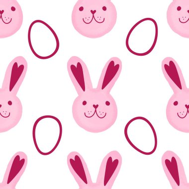 Yay hayvanları, kağıt, kumaş, çarşaf ve çocuk kıyafetleri ve parti aksesuarları için kusursuz tavşan desenleri. Yüksek kaliteli illüstrasyon