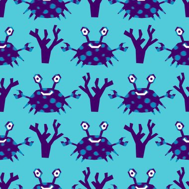 Okyanus hayvanları kağıt, kumaş, çarşaf ve çocuk giysileri baskısı ve yaz partisi aksesuarları için kusursuz yengeç desenleri. Yüksek kalite fotoğraf