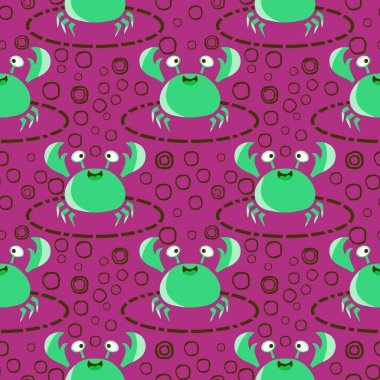 Okyanus hayvanları kağıt, kumaş, çarşaf ve çocuk giysileri baskısı ve yaz partisi aksesuarları için kusursuz yengeç desenleri. Yüksek kalite fotoğraf