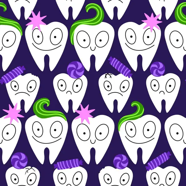 Kağıt, kumaş, çarşaf, çocuk giysisi baskısı, doktor aksesuarları ve eczane ambalajları için tıbbî ve kusursuz diş deseni. Yüksek kalite fotoğraf