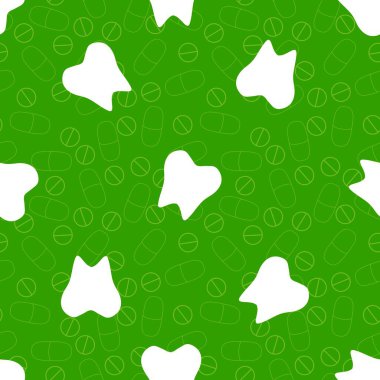 Kağıt, kumaş, çarşaf, çocuk giysisi baskısı, doktor aksesuarları ve eczane ambalajları için tıbbî ve kusursuz diş deseni. Yüksek kalite fotoğraf