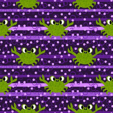 Okyanus hayvanları kağıt, kumaş, çarşaf ve çocuk giysileri baskısı ve yaz partisi aksesuarları için kusursuz yengeç desenleri. Yüksek kalite fotoğraf