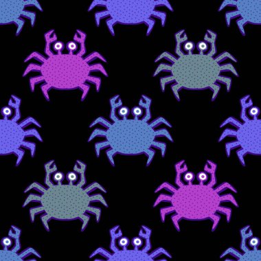 Okyanus hayvanları kağıt, kumaş, çarşaf ve çocuk giysileri baskısı ve yaz partisi aksesuarları için kusursuz yengeç desenleri. Yüksek kalite fotoğraf