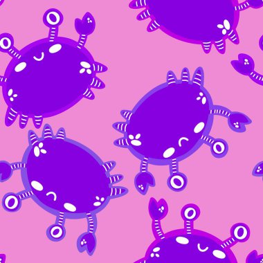 Okyanus hayvanları kağıt, kumaş, çarşaf ve çocuk giysileri baskısı ve yaz partisi aksesuarları için kusursuz yengeç desenleri. Yüksek kalite fotoğraf