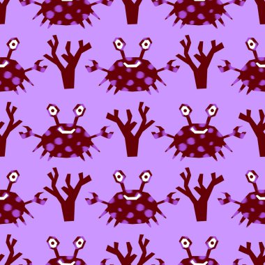 Okyanus hayvanları kağıt, kumaş, çarşaf ve çocuk giysileri baskısı ve yaz partisi aksesuarları için kusursuz yengeç desenleri. Yüksek kalite fotoğraf