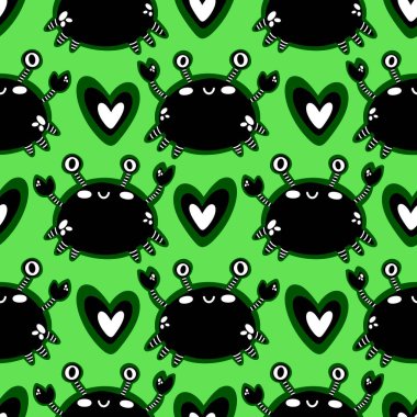 Okyanus hayvanları kağıt, kumaş, çarşaf ve çocuk giysileri baskısı ve yaz partisi aksesuarları için kusursuz yengeç desenleri. Yüksek kalite fotoğraf