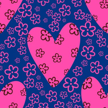 Sevgililer Günü kalbinin pürüzsüz 14 Şubat desenli ambalaj kağıtları, kumaşlar ve çocuk giysileri baskısı kış partisi aksesuarları ve moda tekstili. Yüksek kaliteli illüstrasyon