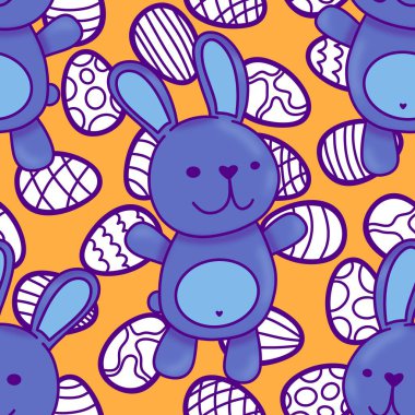 Yay hayvanları, kağıt, kumaş, çarşaf ve çocuk kıyafetleri ve parti aksesuarları için kusursuz tavşan desenleri. Yüksek kaliteli illüstrasyon