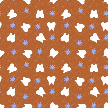 Kağıt, kumaş, çarşaf, çocuk giysisi baskısı, doktor aksesuarları ve eczane ambalajları için tıbbî ve kusursuz diş deseni. Yüksek kalite fotoğraf