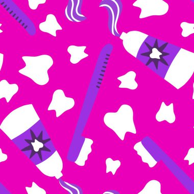 Kağıt, kumaş, çarşaf, çocuk giysisi baskısı, doktor aksesuarları ve eczane ambalajları için tıbbî ve kusursuz diş deseni. Yüksek kalite fotoğraf