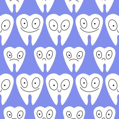 Kağıt, kumaş, çarşaf, çocuk giysisi baskısı, doktor aksesuarları ve eczane ambalajları için tıbbî ve kusursuz diş deseni. Yüksek kalite fotoğraf