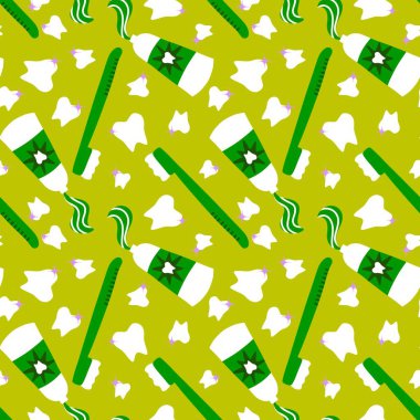 Kağıt, kumaş, çarşaf, çocuk giysisi baskısı, doktor aksesuarları ve eczane ambalajları için tıbbî ve kusursuz diş deseni. Yüksek kalite fotoğraf