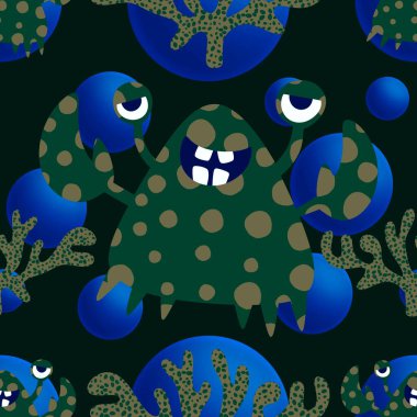 Okyanus hayvanları kağıt, kumaş, çarşaf ve çocuk giysileri baskısı ve yaz partisi aksesuarları için kusursuz yengeç desenleri. Yüksek kalite fotoğraf