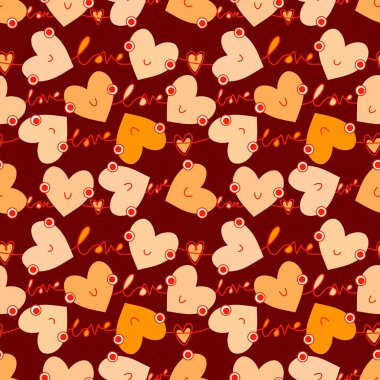 Sevgililer Günü kalbinin pürüzsüz 14 Şubat desenli ambalaj kağıtları, kumaşlar ve çocuk giysileri baskısı kış partisi aksesuarları ve moda tekstili. Yüksek kaliteli illüstrasyon