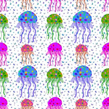 Kağıt, kumaş, çarşaf, çocuk giysisi baskısı ve plaj partisi aksesuarları için deniz dipsiz okyanus deniz anası deseni. Yüksek kalite fotoğraf