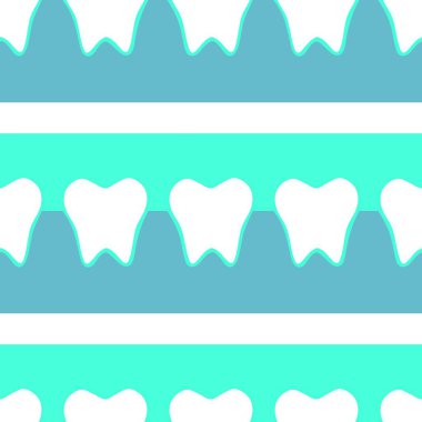 Kağıt, kumaş, çarşaf, çocuk giysisi baskısı, doktor aksesuarları ve eczane ambalajları için tıbbî ve kusursuz diş deseni. Yüksek kalite fotoğraf