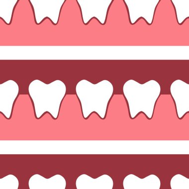 Kağıt, kumaş, çarşaf, çocuk giysisi baskısı, doktor aksesuarları ve eczane ambalajları için tıbbî ve kusursuz diş deseni. Yüksek kalite fotoğraf