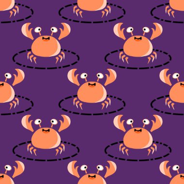 Okyanus hayvanları kağıt, kumaş, çarşaf ve çocuk giysileri baskısı ve yaz partisi aksesuarları için kusursuz yengeç desenleri. Yüksek kalite fotoğraf