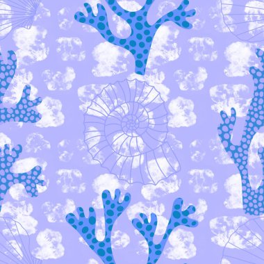 Ambalaj kağıtları, kumaşlar, çarşaflar ve çocuk giysileri baskısı ve yaz partisi aksesuarları ve moda tekstili için okyanussuz desen. Yüksek kalite fotoğraf