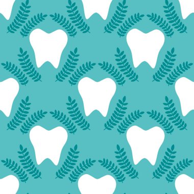 Kağıt, kumaş, çarşaf, çocuk giysisi baskısı, doktor aksesuarları ve eczane ambalajları için tıbbî ve kusursuz diş deseni. Yüksek kalite fotoğraf