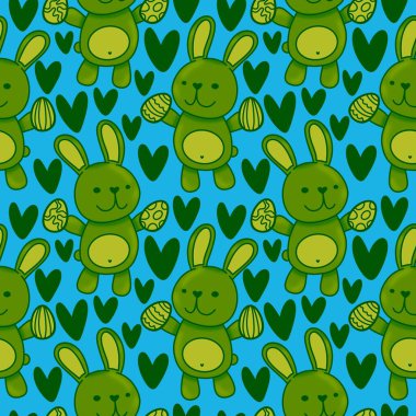 Yay hayvanları, kağıt, kumaş, çarşaf ve çocuk kıyafetleri ve parti aksesuarları için kusursuz tavşan desenleri. Yüksek kaliteli illüstrasyon