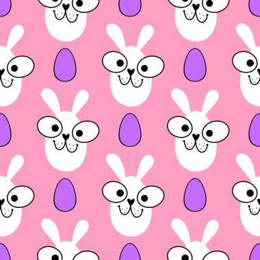 Paskalya yumurtaları, dikişsiz tavşanların kulakları kağıt, kumaş, çarşaf ve çocuk kıyafetleri ve bahar partisi aksesuarları için desenli. Yüksek kaliteli illüstrasyon
