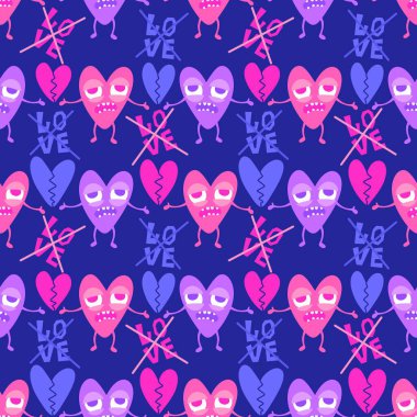 Kışın kalpler 14 Şubat 'a karşı kusursuz sevgililer, kağıt, kumaş, çarşaf, çocuk giysisi baskısı ve parti aksesuarları için sevgi kalıpları. Yüksek kaliteli illüstrasyon
