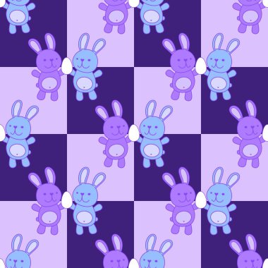 Paskalya tavşanları, pürüzsüz bahar tavşanları kumaşlar, kumaşlar, çarşaflar, çocuk giysileri, parti aksesuarları ve mutfak tekstili. Yüksek kalite fotoğraf