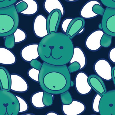 Yay hayvanları, kağıt, kumaş, çarşaf ve çocuk kıyafetleri ve parti aksesuarları için kusursuz tavşan desenleri. Yüksek kaliteli illüstrasyon