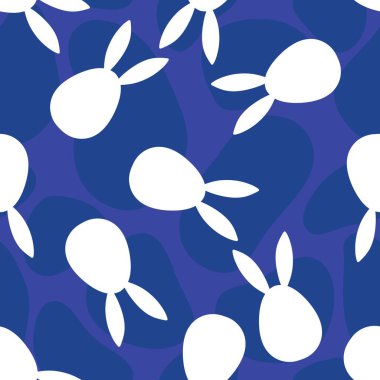 Paskalya yumurtaları, dikişsiz tavşanların kulakları kağıt, kumaş, çarşaf ve çocuk kıyafetleri ve bahar partisi aksesuarları için desenli. Yüksek kaliteli illüstrasyon