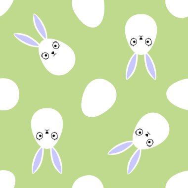 Paskalya yumurtaları, dikişsiz tavşanların kulakları kağıt, kumaş, çarşaf ve çocuk kıyafetleri ve bahar partisi aksesuarları için desenli. Yüksek kaliteli illüstrasyon