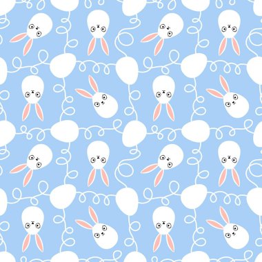 Paskalya yumurtaları, dikişsiz tavşanların kulakları kağıt, kumaş, çarşaf ve çocuk kıyafetleri ve bahar partisi aksesuarları için desenli. Yüksek kaliteli illüstrasyon