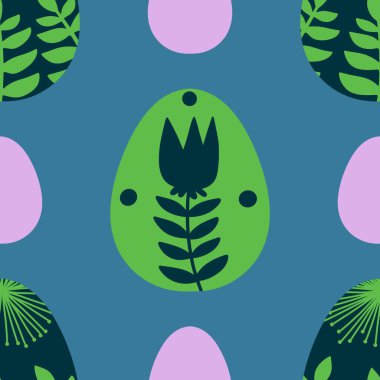Duvar kağıtları, kumaşlar, tekstil ve ambalajlar, hediyeler ve kartlar için yumurtaları olan paskalya pürüzsüz deseni. 