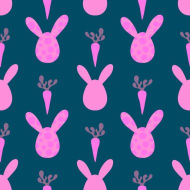 Paskalya yumurtaları, dikişsiz tavşanların kulakları kağıt, kumaş, çarşaf ve çocuk kıyafetleri ve bahar partisi aksesuarları için desenli. Yüksek kaliteli illüstrasyon