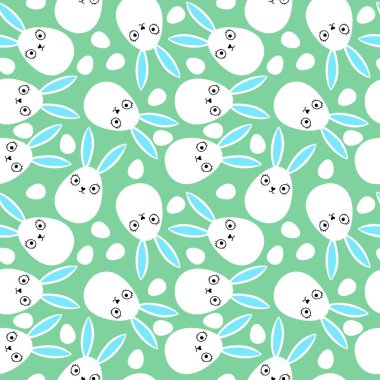 Paskalya yumurtaları, dikişsiz tavşanların kulakları kağıt, kumaş, çarşaf ve çocuk kıyafetleri ve bahar partisi aksesuarları için desenli. Yüksek kaliteli illüstrasyon