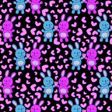 Paskalya tavşanları, pürüzsüz bahar tavşanları kumaşlar, kumaşlar, çarşaflar, çocuk giysileri, parti aksesuarları ve mutfak tekstili. Yüksek kalite fotoğraf