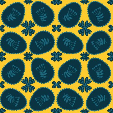 Paskalya tavuğu desenli kumaşlar, kumaşlar, çarşaflar, çocuk kıyafetleri, mutfak aksesuarları ve bahar partisi aksesuarları. Yüksek kalite fotoğraf