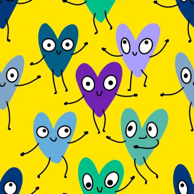 Sevgililer Günü kalbinin pürüzsüz 14 Şubat desenli ambalaj kağıtları, kumaşlar ve çocuk giysileri baskısı kış partisi aksesuarları ve moda tekstili. Yüksek kaliteli illüstrasyon